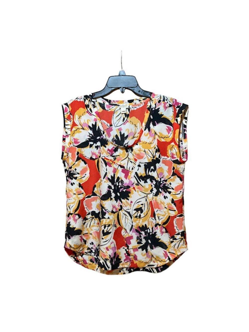 J. Crew Floral Blouse Top Multicolor Short Roll Cuff Sleeves Women's Size 6